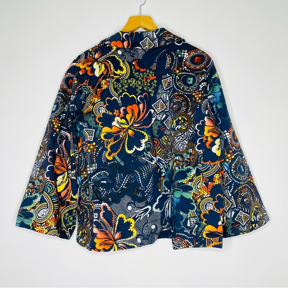 Chico’s Colorful Floral Multicolored Whimsical jacket w/ pockets Size 3/XL/16 - Picture 2 of 13